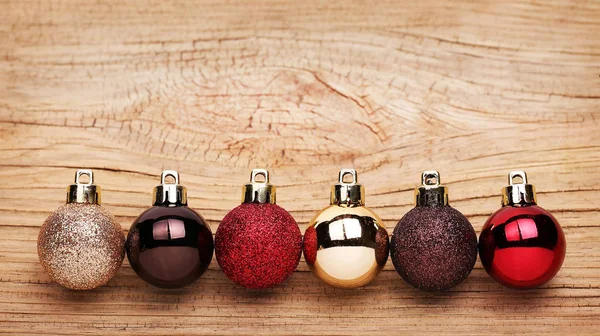 Christmas Balls Over Wooden Background. — Stock Photo, Image