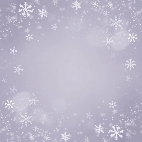 Fond de flocons de neige de Noël. Carte vacances violette — Photo