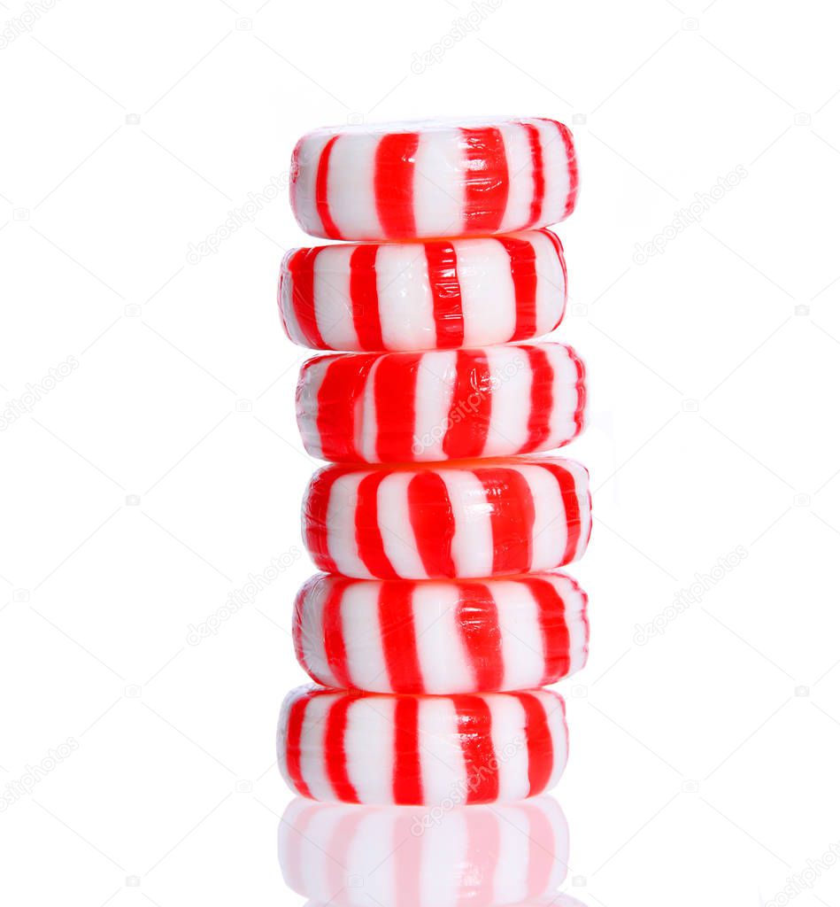 Peppermint candy isolated on white