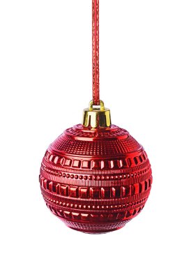 Şerit üzerinde asılı kırmızı Noel top