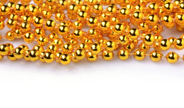 Golden Christmas beads — Stock Photo, Image