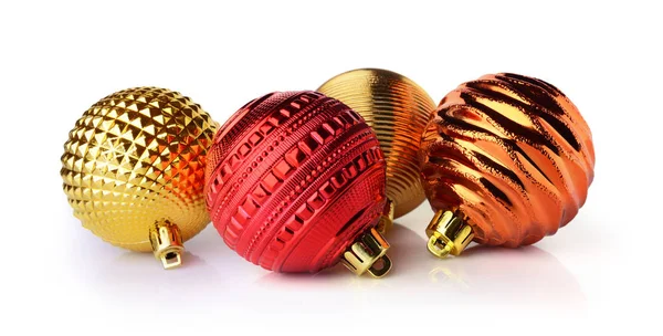 Gouden en rode kerstballen — Stockfoto