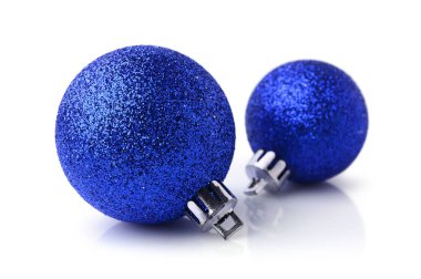 iki mavi Noel topları 