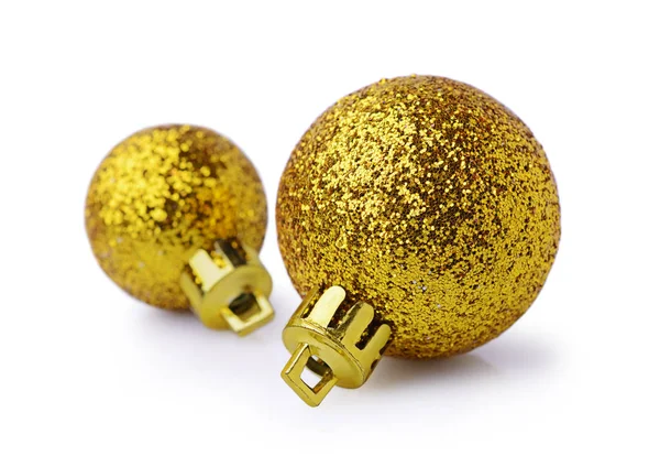 Duas bolas de Natal douradas — Fotografia de Stock