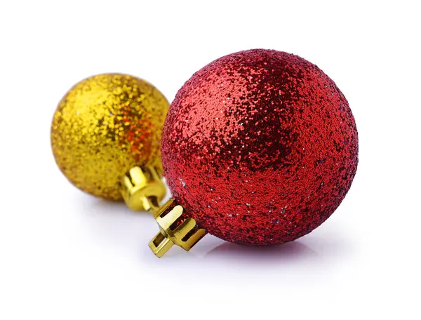 Czerwone i złote kulki świąteczne — Zdjęcie stockowe