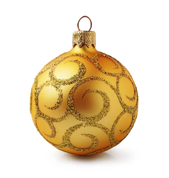 Goldene Weihnachtskugel mit Ornament — Stockfoto