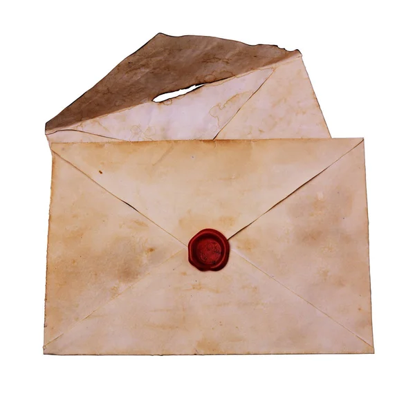 Two old envelope with red sealing wax — Stock Photo, Image