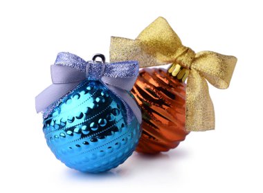 Mavi ve turuncu Noel topları 