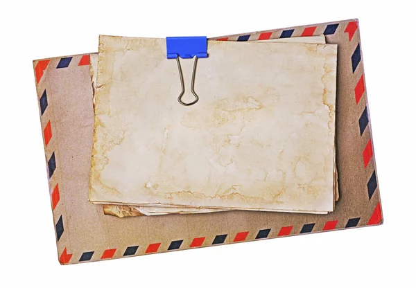 Flygpost kuvert och blankt papper ark — Stockfoto