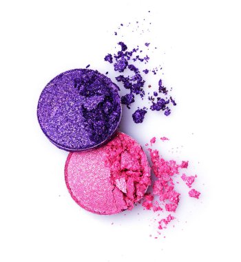 Pembe ve mor parlak kaptırdın beyaz izole ezilmiş