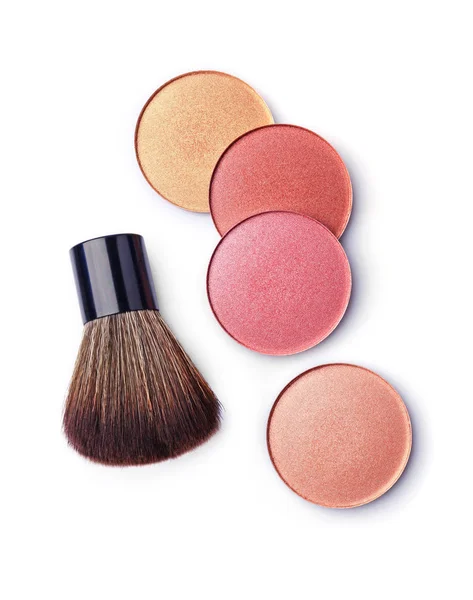 Blush coloré et pinceau de maquillage — Photo