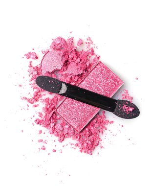 Crushed pink eyeshadow and applicator clipart