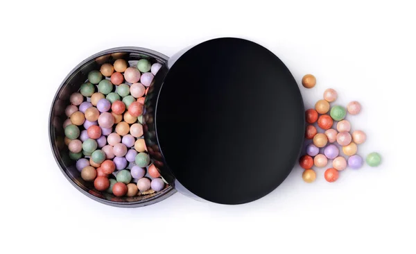 Palline arrossite multicolori in una scatola nera — Foto Stock
