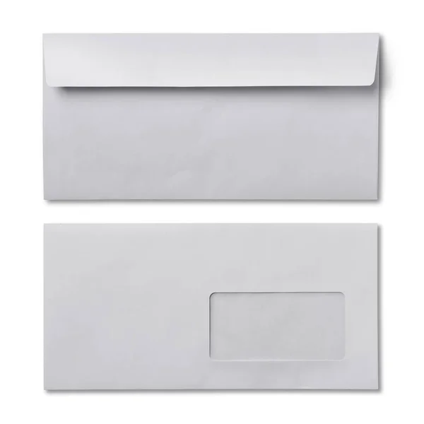 Задній і передній білий конверт для листування — стокове фото