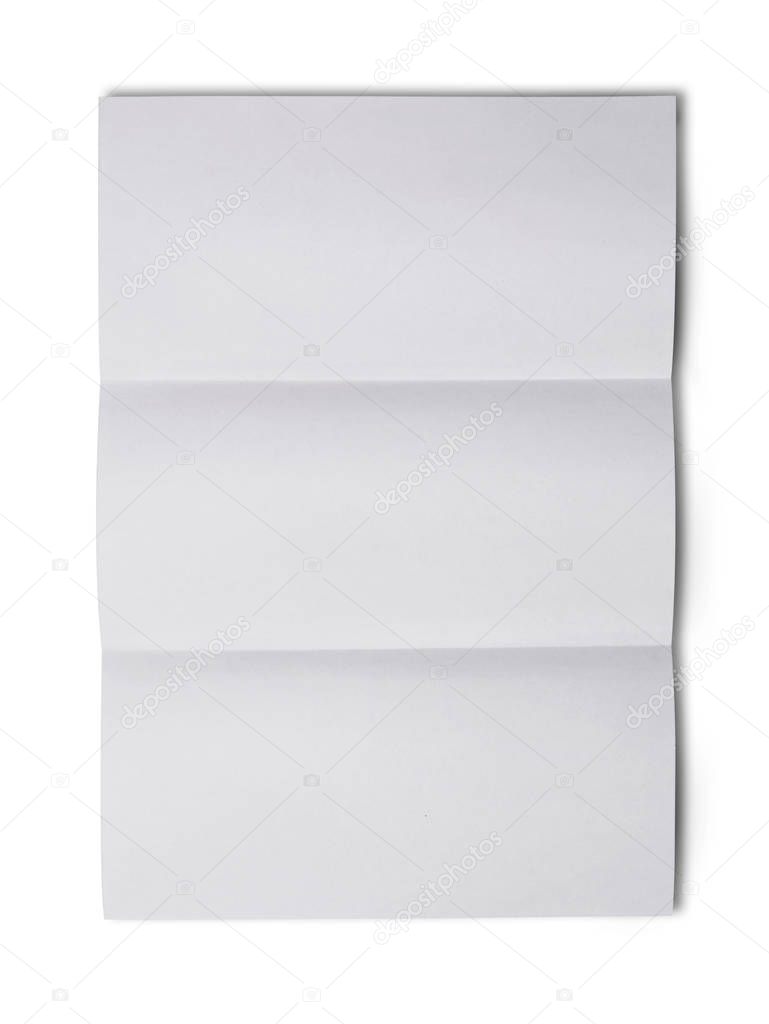 White folded blank sheet of paper for correspondence