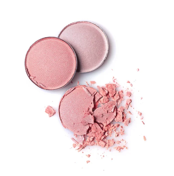 Redondo rosa se estrelló sombras de ojos para el maquillaje como muestra de producto cosmético — Foto de Stock