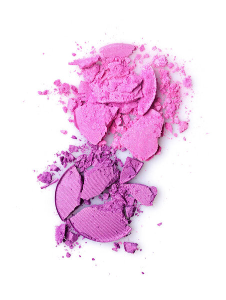 Round purple crashed eyeshadow for makeup as sample of cosmetic product