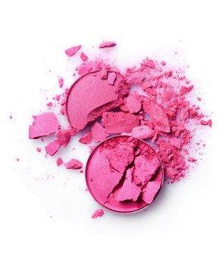 Yuvarlak pembe ezilmiş göz farı makyaj kozmetik ürünü örnek olarak