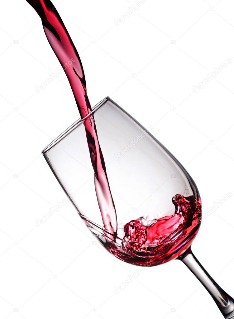 Splash of a red wine in glass