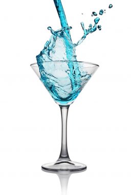 Splash mavi alkollü kokteyl içki cam