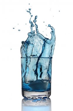 Splash mavi alkollü kokteyl içki buzlu cam