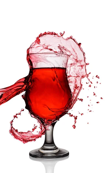 Splash in glass of red alcoholic cocktail drink — Stock Photo, Image
