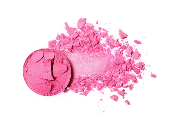 Abstrich von zerkleinertem rosa Lidschatten als Beispiel für Kosmetikprodukt — Stockfoto