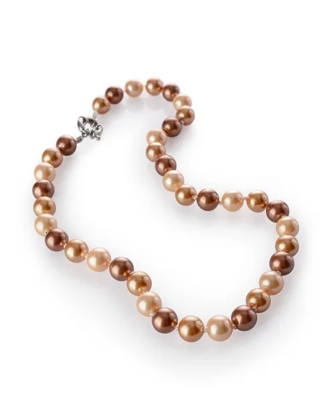 Luxus elegante goldene Perlenkette Nahaufnahme — Stockfoto