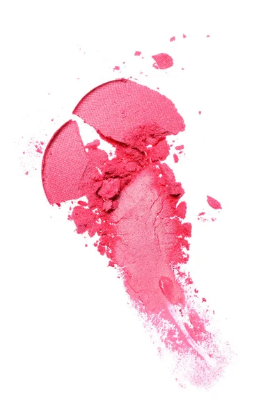 Uitstrijkje van gemalen roze oogschaduw als monster van cosmetische product — Stockfoto