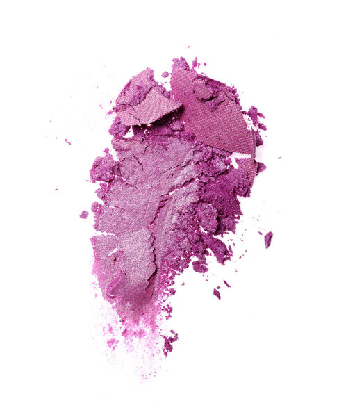 Smear of crushed violet eye shadow as sample of cosmetic product
