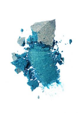 Kozmetik ürünü örnek olarak ezilmiş mavi parlak göz farı smear