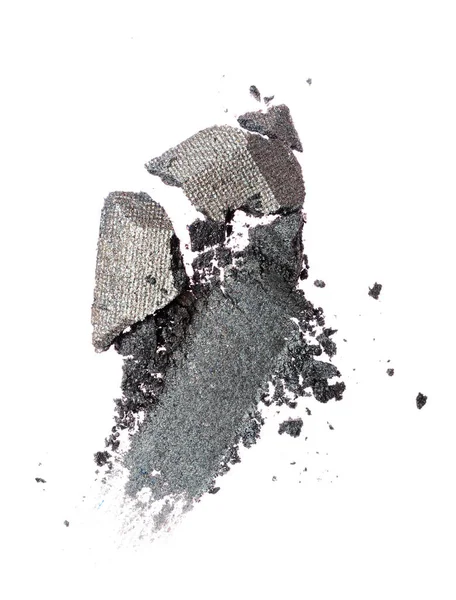 Mancha de sombra cinza brilhante esmagada como amostra de produto cosmético — Fotografia de Stock