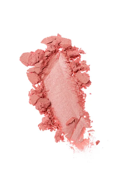 化粧品のサンプルとして押しつぶされた光沢のあるピンクのアイシャドウのにじみ — ストック写真
