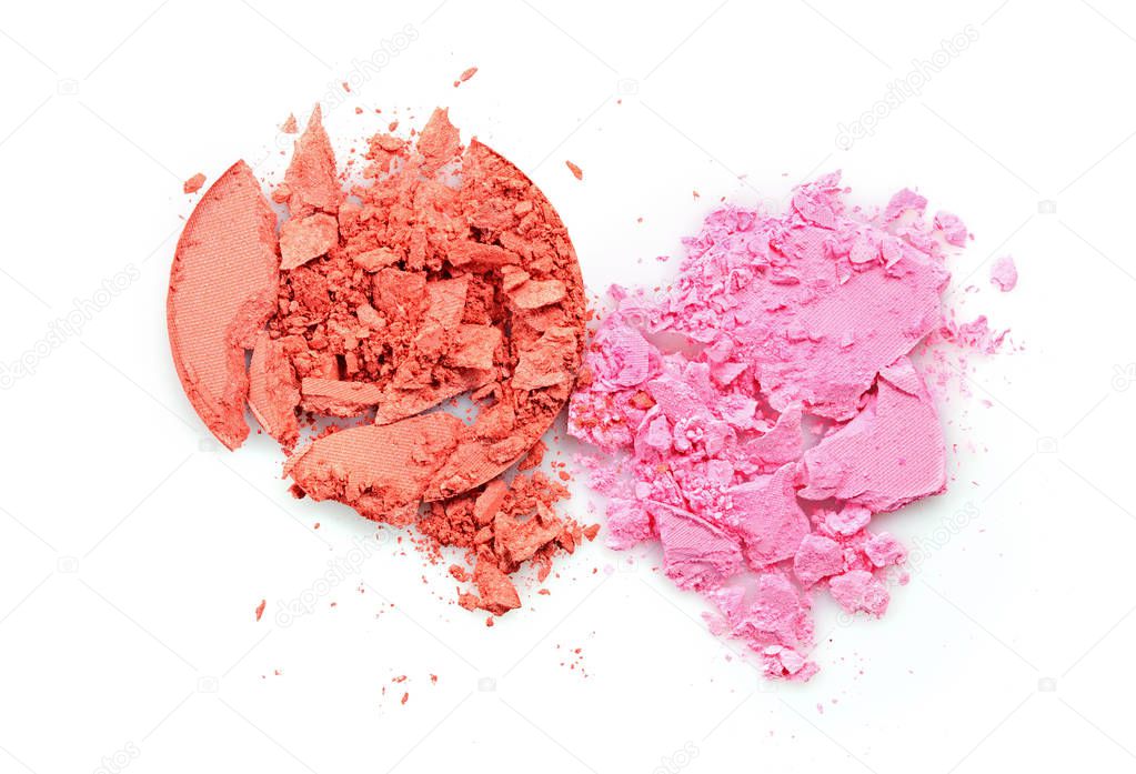 Colored crushed eyeshadow for make up as sample of cosmetic product