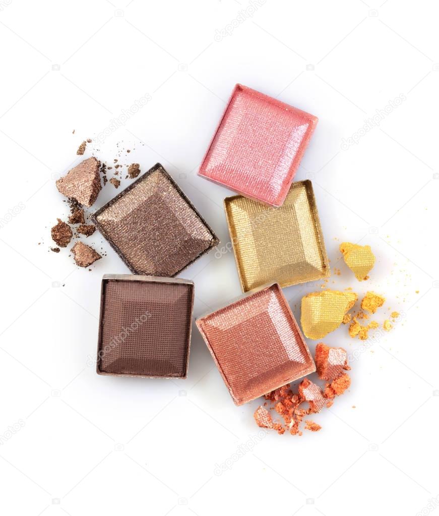 Colored shiny crushed eyeshadow for make up as sample of cosmetic product