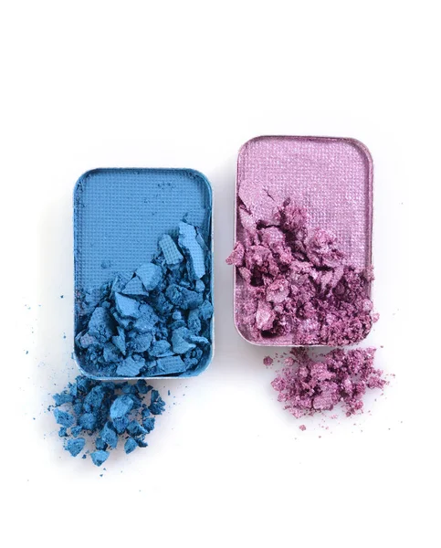 Ombretto schiacciato blu e lilla per il trucco come campione di prodotto cosmetico — Foto Stock