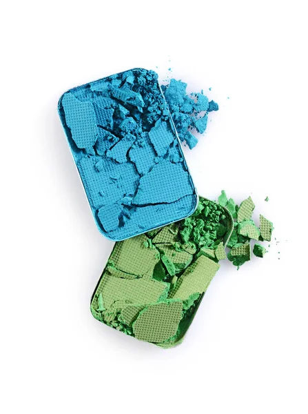 Mavi ve yeşil ezilmiş göz farı makyaj kozmetik ürünü örnek olarak için