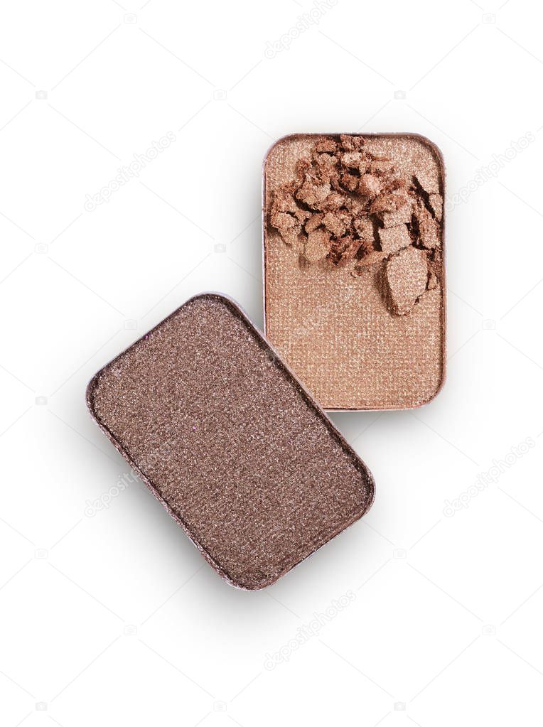 Brown crushed eyeshadow for make up as sample of cosmetic product