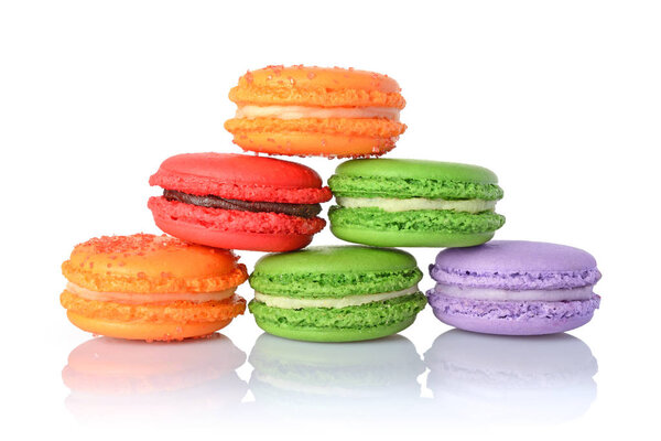 French dessert. Sweet multicolored macaroons or macarons