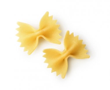 Yakın çekim farfalle. Geleneksel şekli kuru pişmemiş kepekli makarna çeşitleri