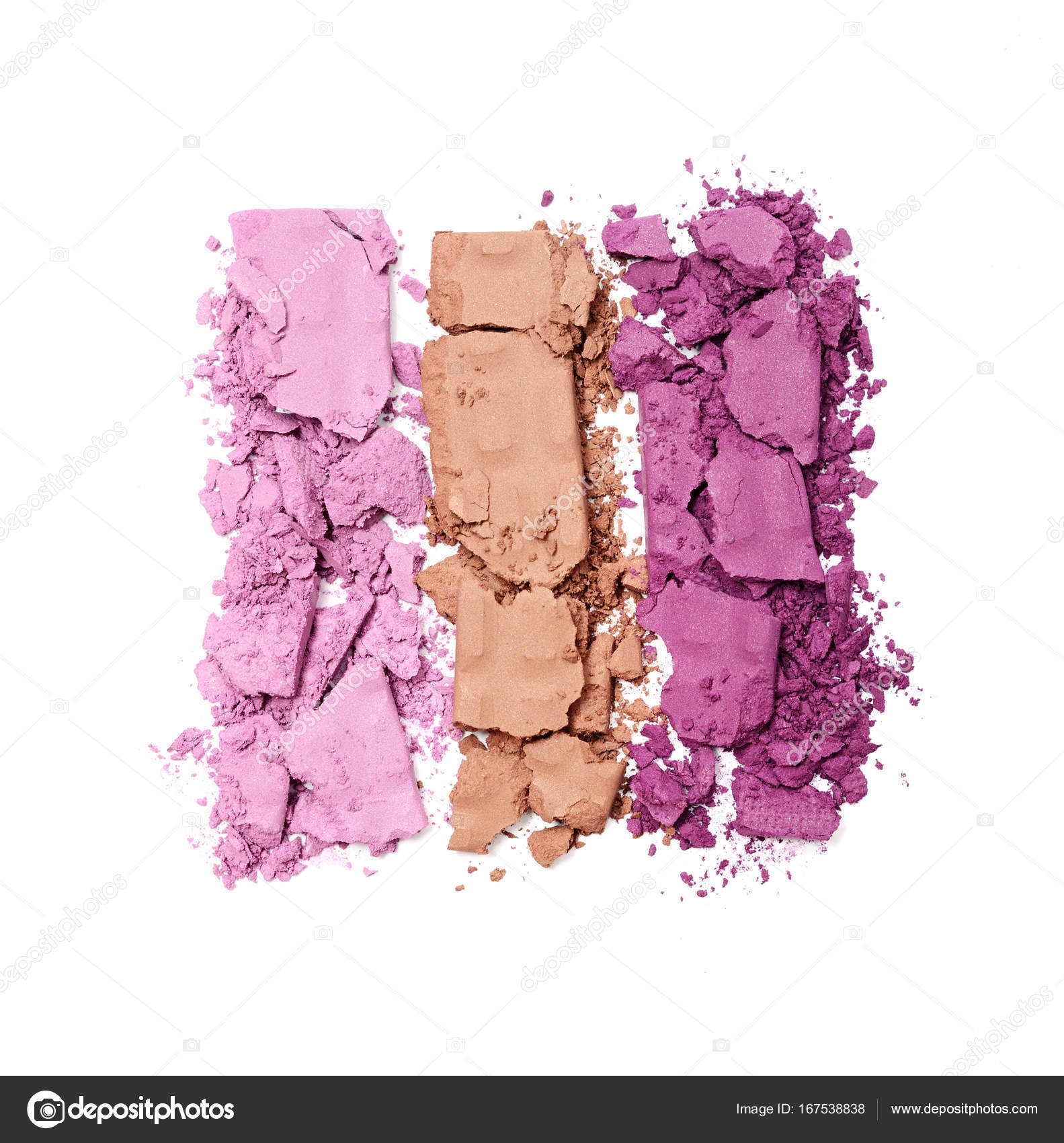 multicolored crushed eyeshadow for makeup as sample of cosmetic