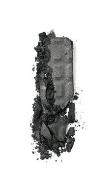 Gri göz farı makyaj kozmetik ürünü örnek ezilmiş.