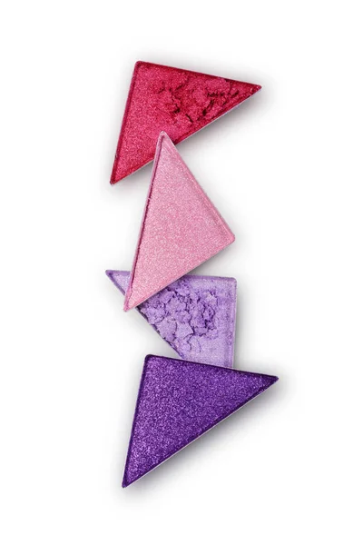 Purple and pink crushed triangle eye shadow for bright shiny makeup as sample of cosmetic product — Stock Photo, Image
