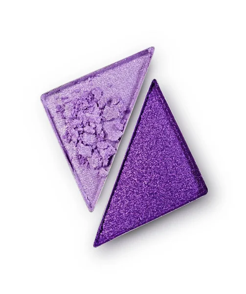 Sombra de olho triangular triangular roxo para maquiagem brilhante brilhante como amostra de produto cosmético — Fotografia de Stock