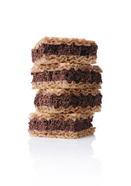 Waffle ve gözenekli Bitter çikolata ile yakın çekim bisküvi