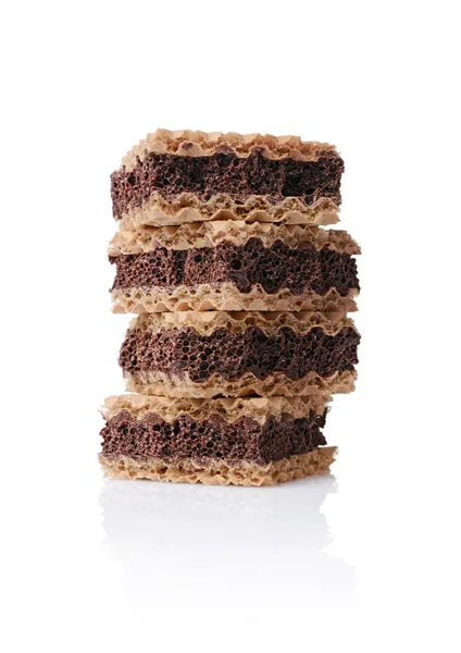 Waffle ve gözenekli Bitter çikolata ile yakın çekim bisküvi