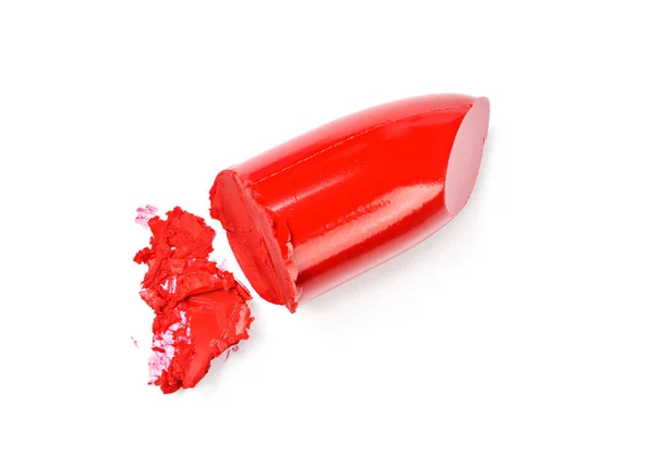 Kırmızı Renk Ruj Için Makyaj Kozmetik Ürünü Beyaz Arka Plan — Stok fotoğraf
