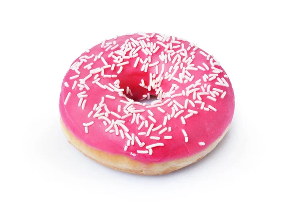 Delicious glazed pink donut with sprinkles — Stock Photo, Image
