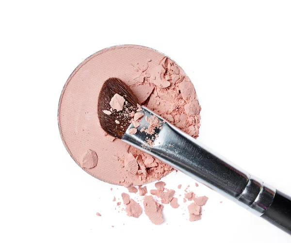 Brush Pink Crushed Eye Shadow Make Sample Cosmetic Product Isolated — Stock Photo, Image