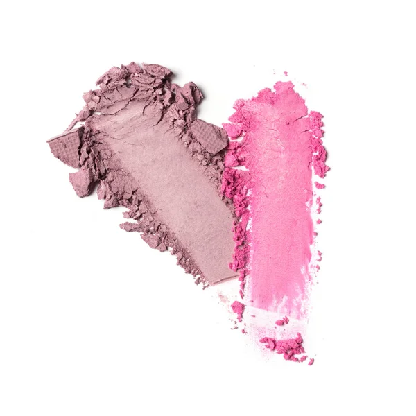 Spalmo di ombretto rosa e viola isolato su bianco — Foto Stock